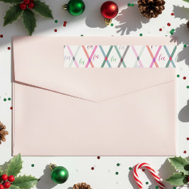 Falala Pastel Färg Kontrollerade julen i Mönster Etikettband