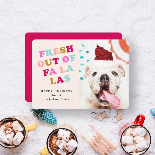 Falala | Retro jul Helgdag Pet Hund Cat Photo Julkort (Skapare uppladdad)