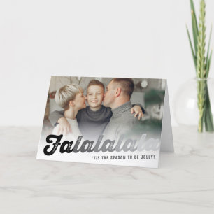 Falalala Black Ombre-skript Roligt Jul Photo Helgkort