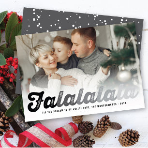 Falalala Black Ombre-skript Roligt Jul Photo Julkort