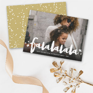 Falalala Brush Calligraphy Stars Modern Photo Julkort