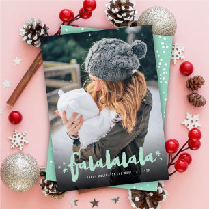 Falalala Brush Calligraphy Stars Modern Photo Julkort