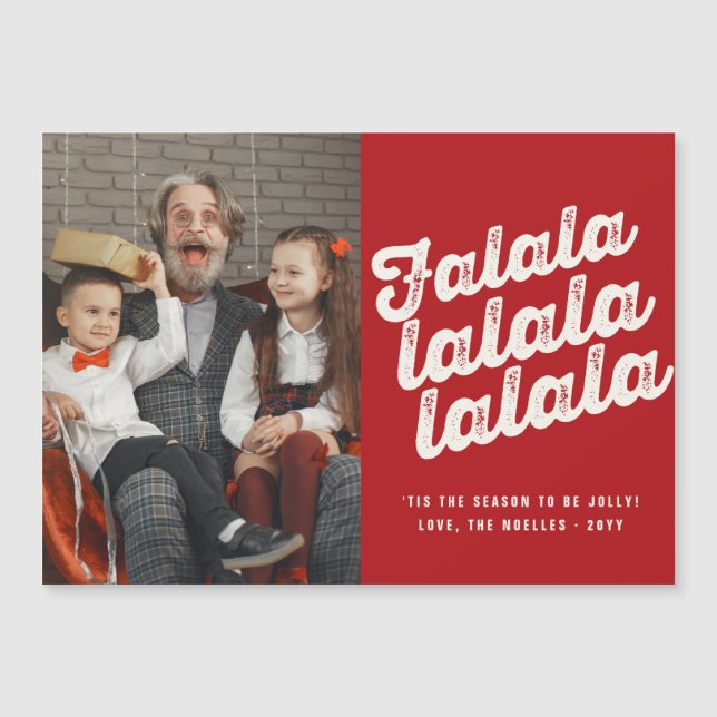 Falalala fet skript Roligt Classic julfoto (Framsida)