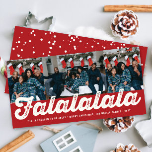 Falalala fet skript Roligt Classic julfoto Julkort