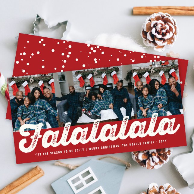 Falalala fet skript Roligt Classic julfoto Julkort (Skapare uppladdad)