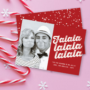 Falalala fet skript Roligt Classic julfoto Julkort