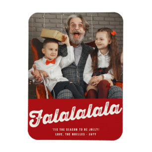 Falalala fet skript Roligt Classic julfoto Magnet