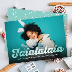 Falalala Grönt Ombre Roligt  jul Foto Julkort