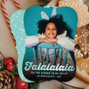 Falalala Grönt Ombre Roligt  jul Foto Julkort