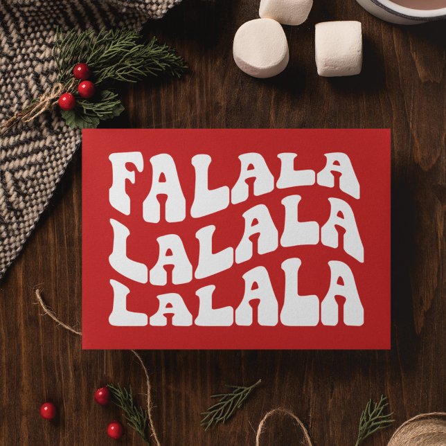 Falalala Groovy Vågigt Typografi Röd jul Julkort (Skapare uppladdad)