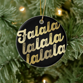 Falalala Guld Ombre Bold Script Photo Jul Julgransprydnad Keramik