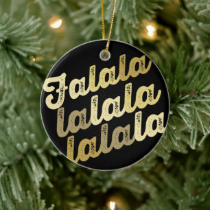Falalala Guld Ombre Bold Script Photo Jul Julgransprydnad Keramik