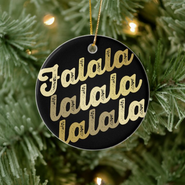 Falalala Guld Ombre Bold Script Photo Jul Julgransprydnad Keramik (Träd)