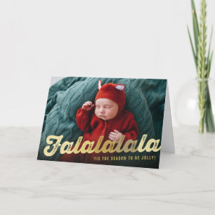 Falalala Guld Ombre Roligt jul Foto Helgkort