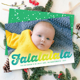 Falalala Lime Ombre-skript Roligt Julfoto Julkort