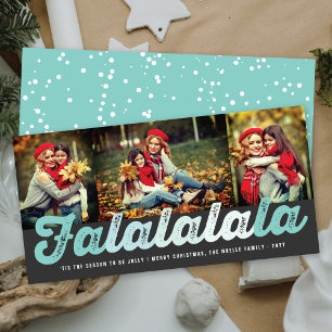 Falalala Mint Ombre Script Roligt jul 3 Photo Julkort
