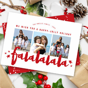 Falalala-penselskriptet Stars Modern Photo Collage Julkort
