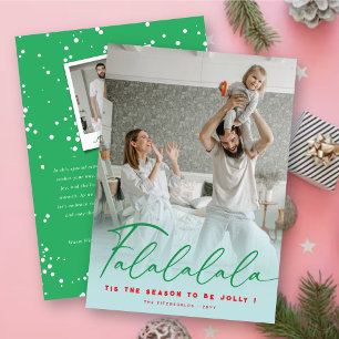 Falalala Roligt Script Aqua Jul Modern Photo Julkort