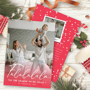 Falalala Roligt Skript Rosa julmodern Photo Julkort