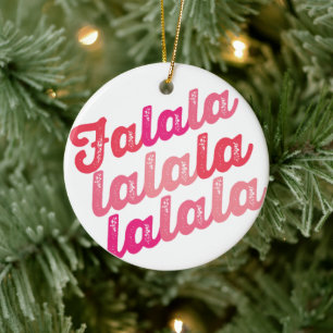 Falalala Rosa Ombre Bold Script Photo Jul Julgransprydnad Keramik