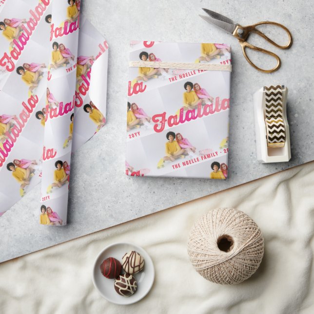 Falalala Rosa Ombre-skript jul - multifoto Presentpapper (Hantverk)