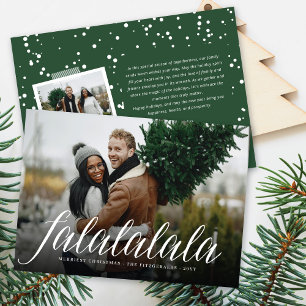 Falalala Simple White Script Roligt Modern Photo Julkort