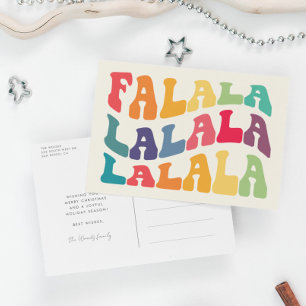 Falalalala Groovy Vågigt färgfull jul Helg Vykort