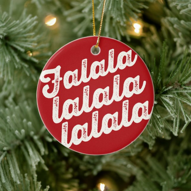 Falalalala Grunge fet skript Foto Red jul Julgransprydnad Keramik (Träd)