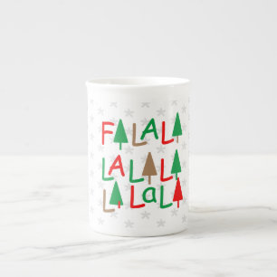 FaLaLaLaLa... Specialitet för enkel röd Grönt Mugg Benporslin Mugg