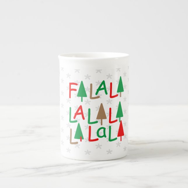 FaLaLaLaLa... Specialitet för enkel röd Grönt Mugg Benporslin Mugg (Framsidan)