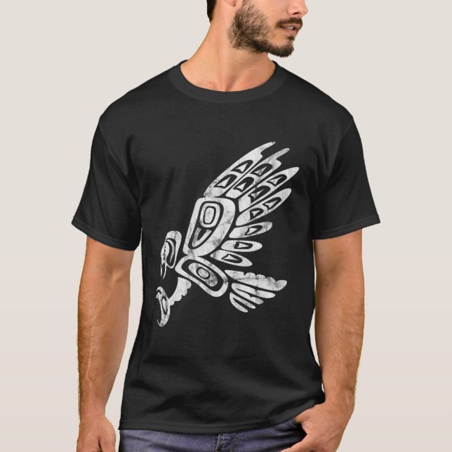 Falcon Abstrakt Haida Art Pacific Northwest Kusten T Shirt (Framsida)