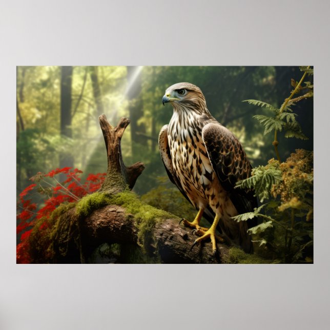 Falcon Animal Bird Wildlife Wilderness Colorful Poster (Framsidan)