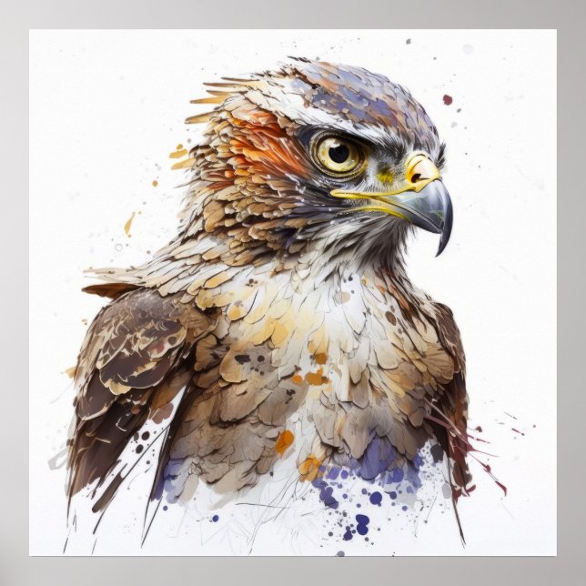 Falcon Bird Porträtt Animal Painting Wildlife Free Poster (Framsidan)
