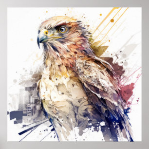 Falcon Bird Porträtt Animal Painting Wildlife Free Poster
