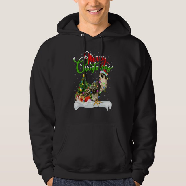 Falcon Bird   Xmas Decorations Santa Falcon Christ Hoodie (Framsida)