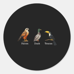 Falcon Duck Toucan Fåglar Subtila Anti Trump _1  Runt Klistermärke