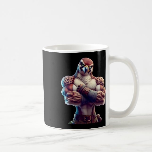 Falcon Flexing Fläkt Älskare Bodybuilding Gym Work Kaffemugg (Höger)