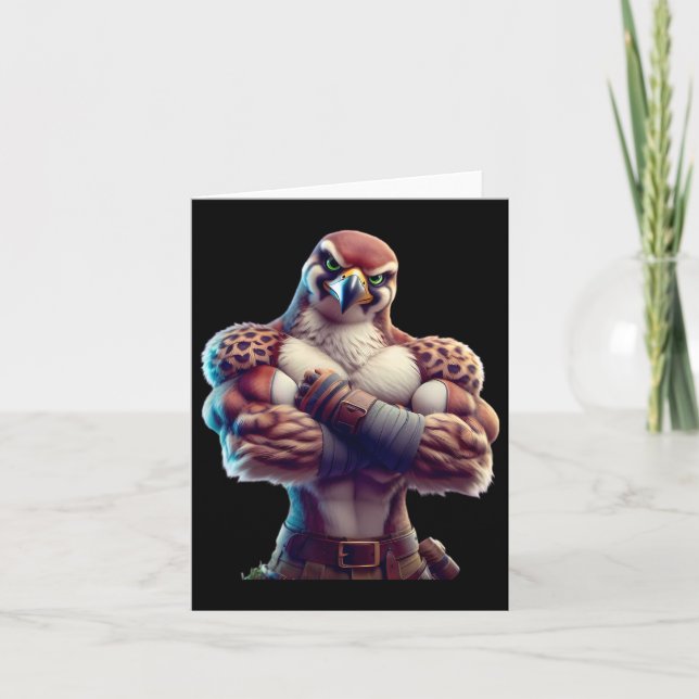 Falcon Flexing Fläkt Älskare Bodybuilding Gym Work Kort (Framsida)