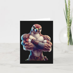 Falcon Flexing Fläkt Älskare Bodybuilding Gym Work Kort