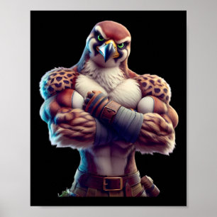 Falcon Flexing Fläkt Älskare Bodybuilding Gym Work Poster