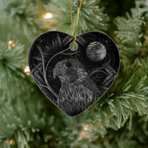 Falcon Full Moon Julgransprydnad Keramik