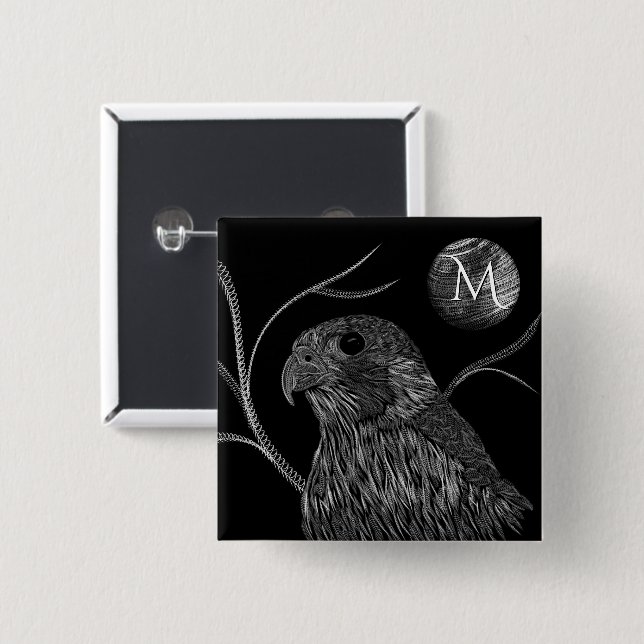 Falcon Full Moon Monogram Black Knapp (Framsida & baksida)