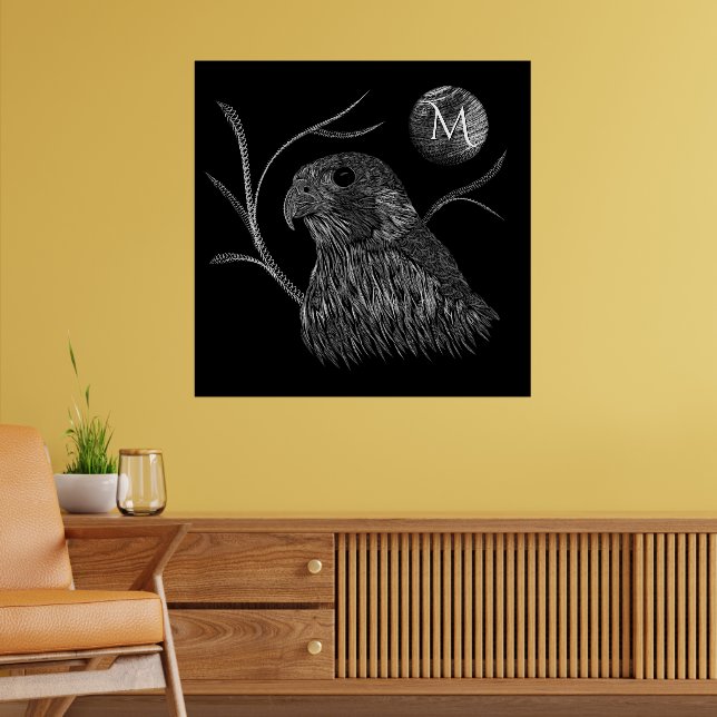 Falcon Full Moon Monogram Black Poster (Vardagsrum 2)