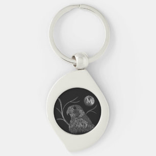 Falcon Full Moon Monogram Black Swirl Silverfärgad Nyckelring
