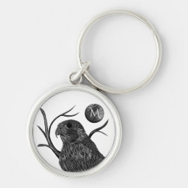 Falcon Full Moon Monogram Rund Silverfärgad Nyckelring