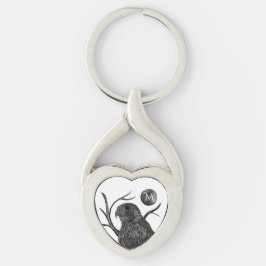 Falcon Full Moon Monogram Twisted Heart Silverfärgad Nyckelring