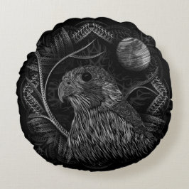 Falcon Full Moon Mönster Round Pillow Rund Kudde