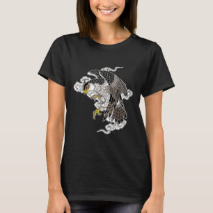 Falcon Hawk Flies X japansk Clouds TattoFlash T Shirt