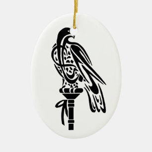 Falcon på Block Perch Julgransprydnad Keramik