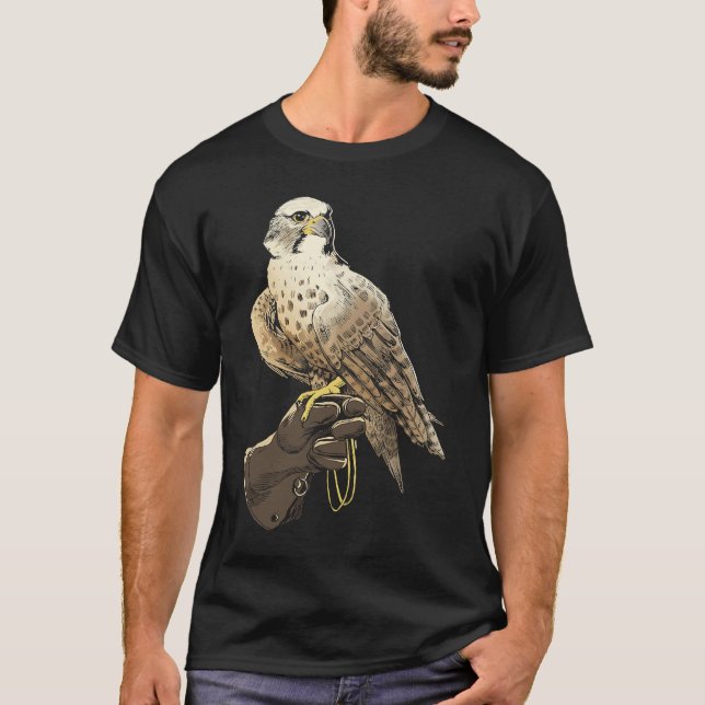 Falcon Perch på Trainer Gälskar Falconry Falconer T Shirt (Framsida)